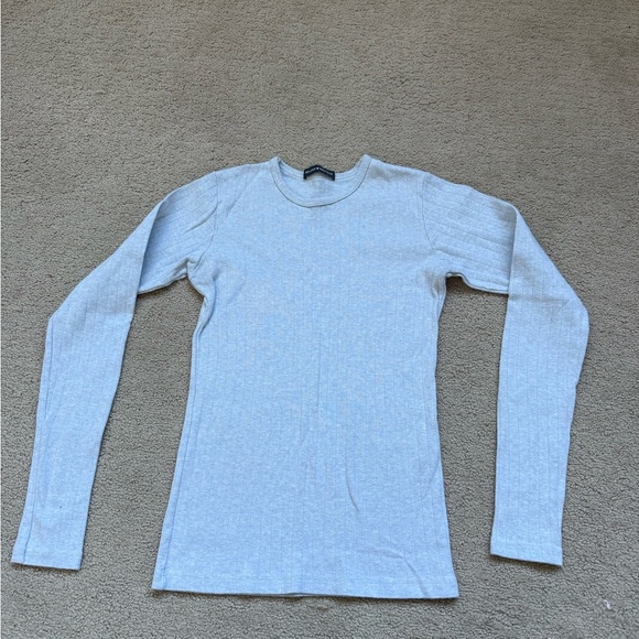 Brandy Melville Tops - Brandy Melville Light Blue Pointelle Ribbed Long Sleeve Tee